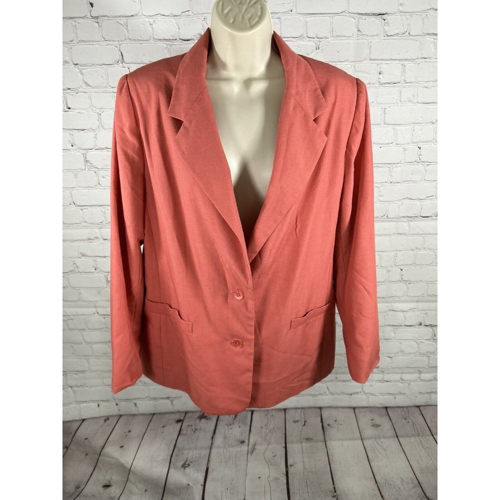 Napa Studio Coral Top Notch Lapel Two Button Lined Suit Jacket Blazer Women’s 12